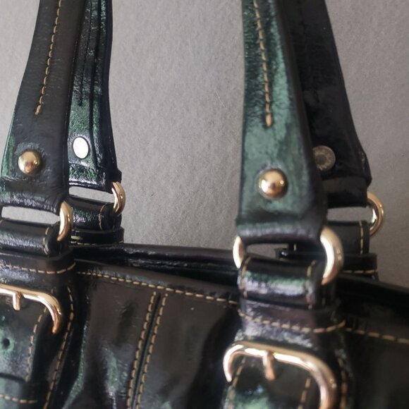 Dooney and Bourke Chiara Black Patent Leather Tote Pink Lining Large Handbag - Picture 13 of 16